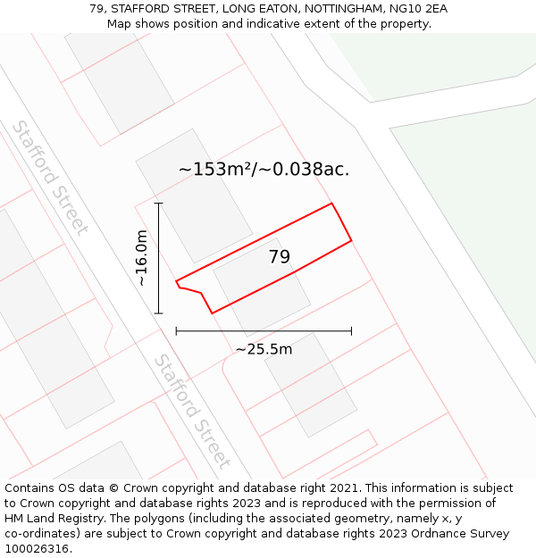 79, STAFFORD STREET, LONG EATON, NOTTINGHAM, NG10 2EA: Plot and title map