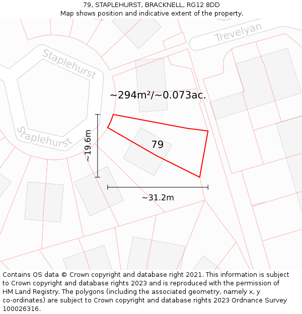 79, STAPLEHURST, BRACKNELL, RG12 8DD: Plot and title map