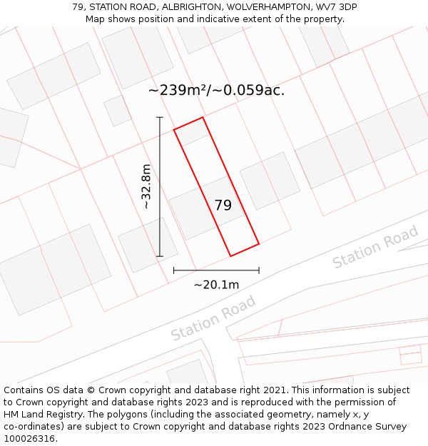 79, STATION ROAD, ALBRIGHTON, WOLVERHAMPTON, WV7 3DP: Plot and title map