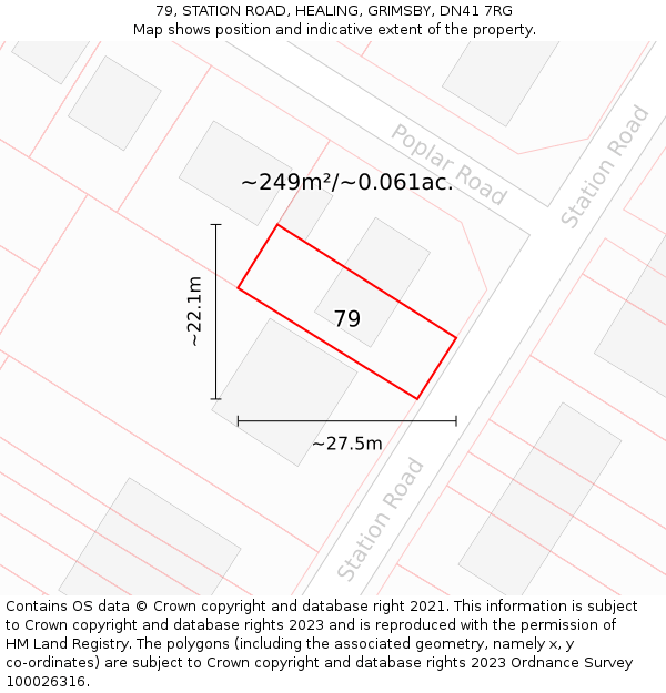 79, STATION ROAD, HEALING, GRIMSBY, DN41 7RG: Plot and title map