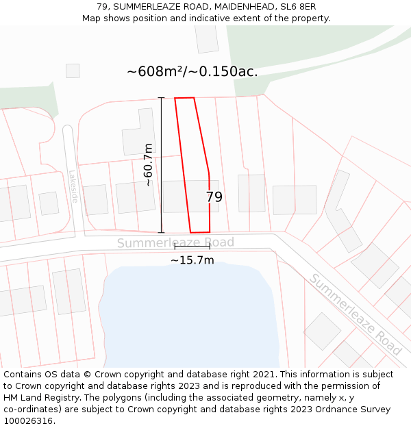 79, SUMMERLEAZE ROAD, MAIDENHEAD, SL6 8ER: Plot and title map