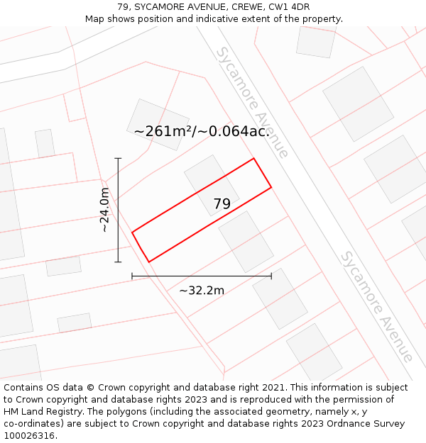 79, SYCAMORE AVENUE, CREWE, CW1 4DR: Plot and title map