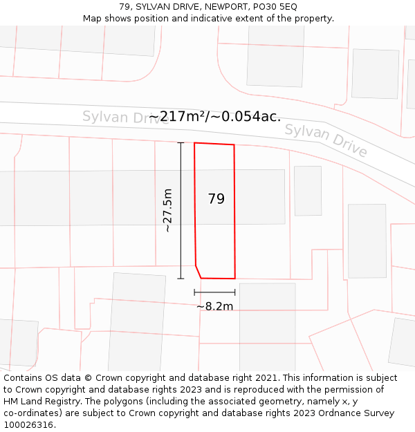 79, SYLVAN DRIVE, NEWPORT, PO30 5EQ: Plot and title map