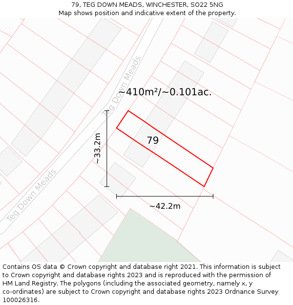 79, TEG DOWN MEADS, WINCHESTER, SO22 5NG: Plot and title map