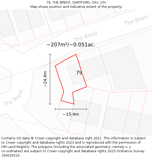 79, THE BRENT, DARTFORD, DA1 1YH: Plot and title map