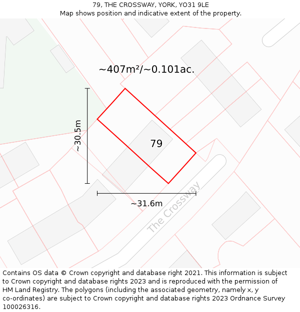 79, THE CROSSWAY, YORK, YO31 9LE: Plot and title map