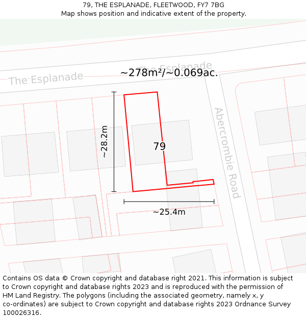 79, THE ESPLANADE, FLEETWOOD, FY7 7BG: Plot and title map