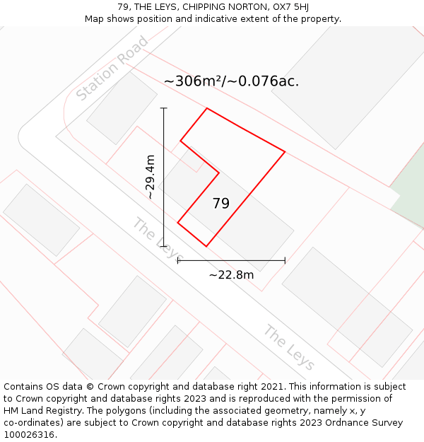 79, THE LEYS, CHIPPING NORTON, OX7 5HJ: Plot and title map