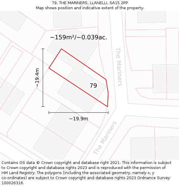 79, THE MARINERS, LLANELLI, SA15 2PP: Plot and title map