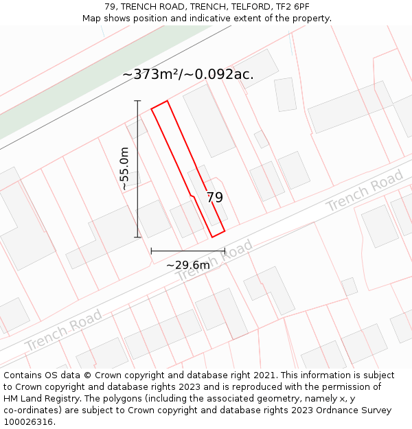 79, TRENCH ROAD, TRENCH, TELFORD, TF2 6PF: Plot and title map