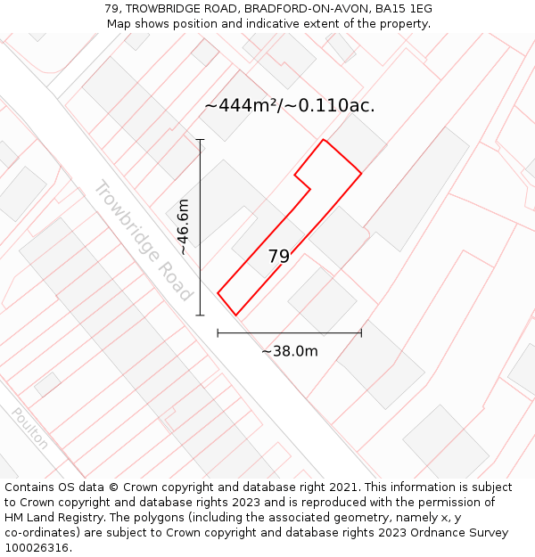 79, TROWBRIDGE ROAD, BRADFORD-ON-AVON, BA15 1EG: Plot and title map