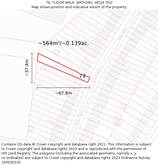 79, TUDOR WALK, WATFORD, WD24 7NZ: Plot and title map