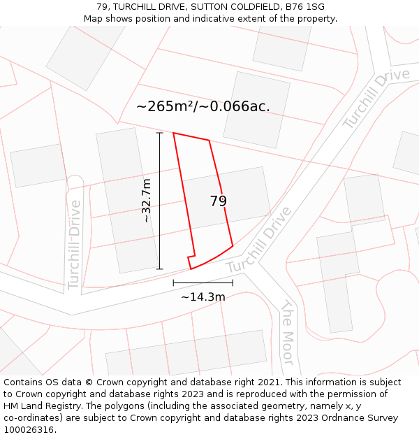 79, TURCHILL DRIVE, SUTTON COLDFIELD, B76 1SG: Plot and title map