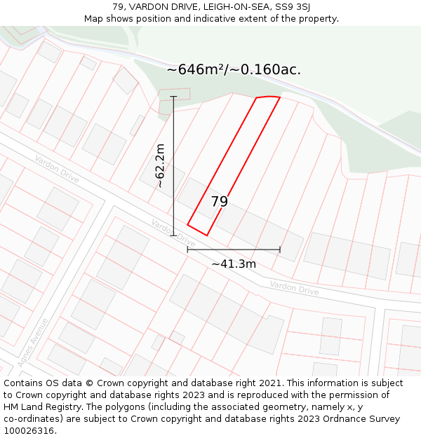 79, VARDON DRIVE, LEIGH-ON-SEA, SS9 3SJ: Plot and title map