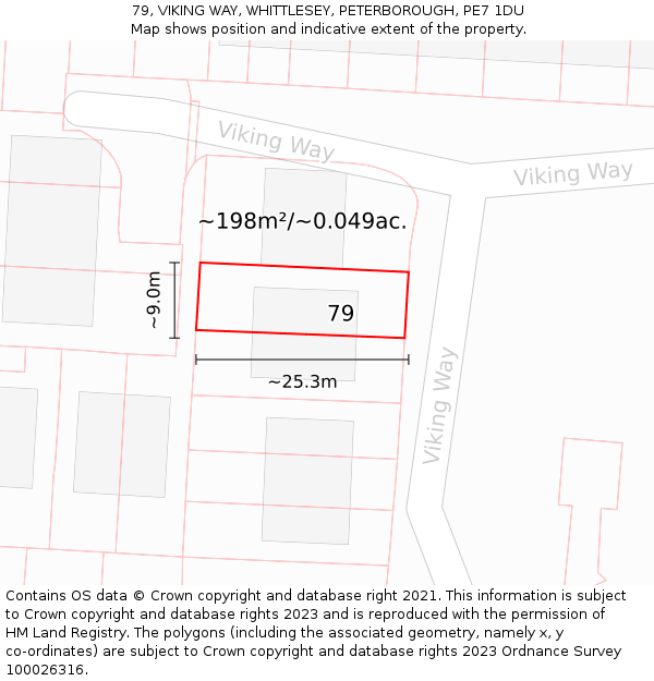 79, VIKING WAY, WHITTLESEY, PETERBOROUGH, PE7 1DU: Plot and title map