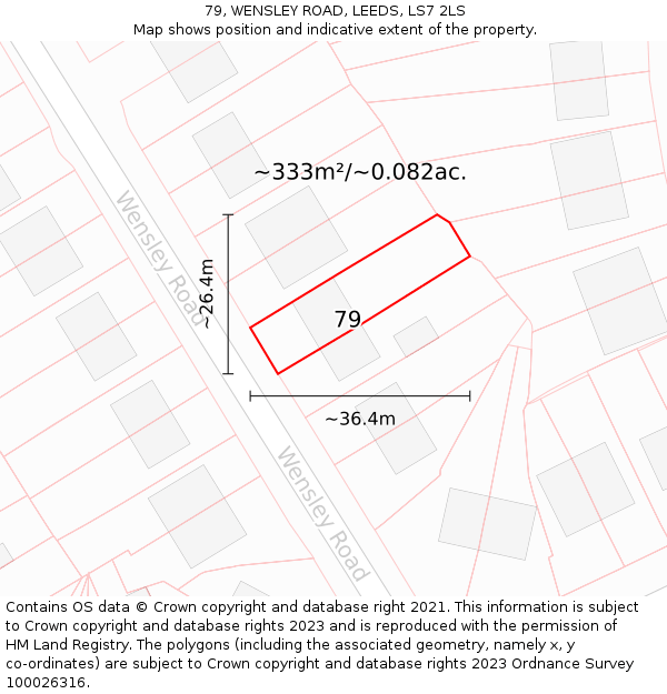 79, WENSLEY ROAD, LEEDS, LS7 2LS: Plot and title map