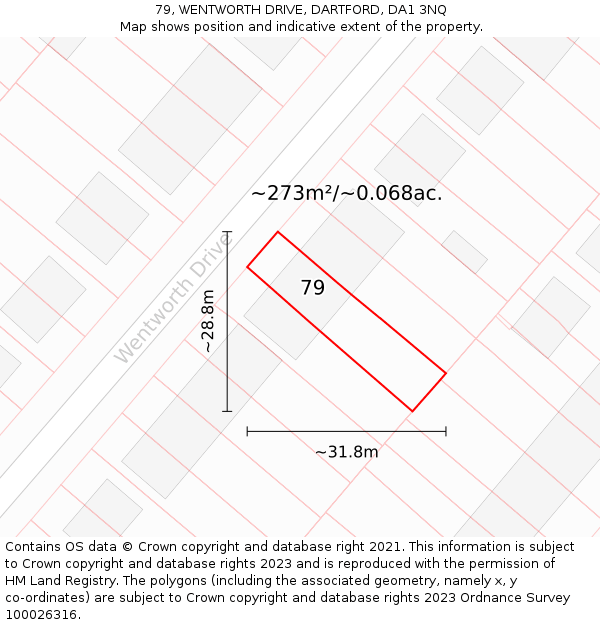 79, WENTWORTH DRIVE, DARTFORD, DA1 3NQ: Plot and title map