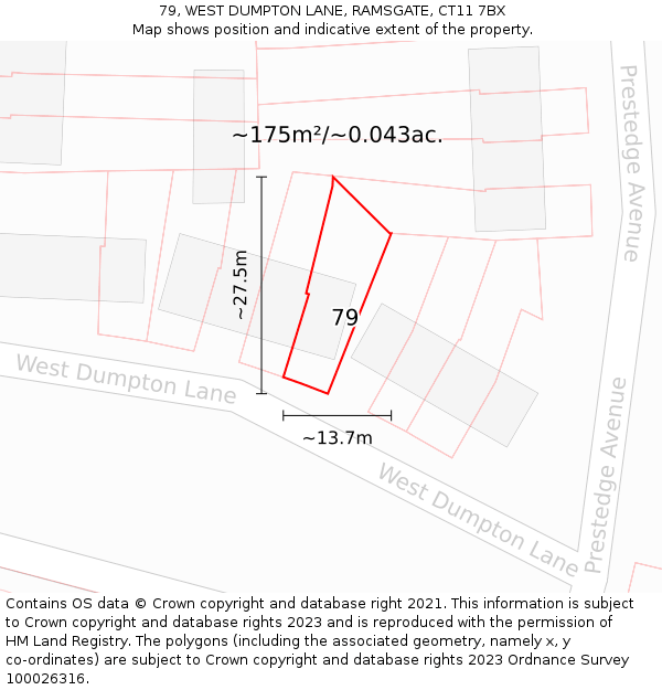 79, WEST DUMPTON LANE, RAMSGATE, CT11 7BX: Plot and title map