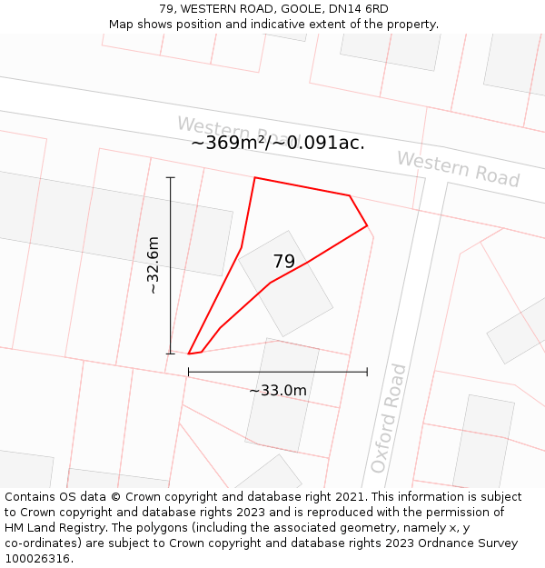 79, WESTERN ROAD, GOOLE, DN14 6RD: Plot and title map