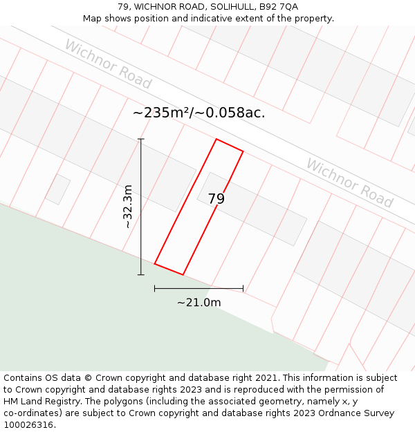 79, WICHNOR ROAD, SOLIHULL, B92 7QA: Plot and title map