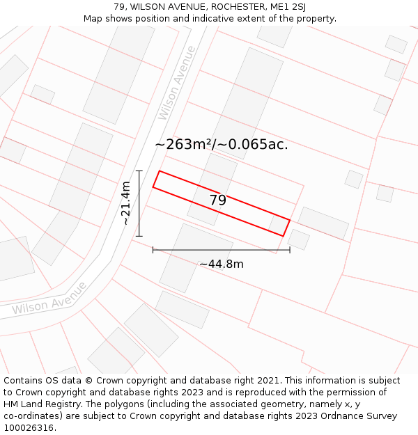 79, WILSON AVENUE, ROCHESTER, ME1 2SJ: Plot and title map