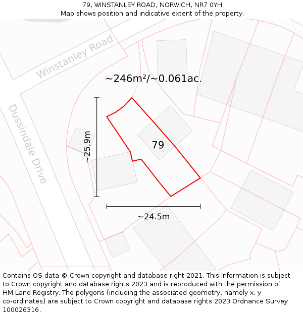 79, WINSTANLEY ROAD, NORWICH, NR7 0YH: Plot and title map