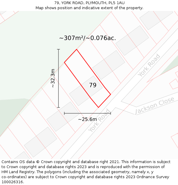 79, YORK ROAD, PLYMOUTH, PL5 1AU: Plot and title map