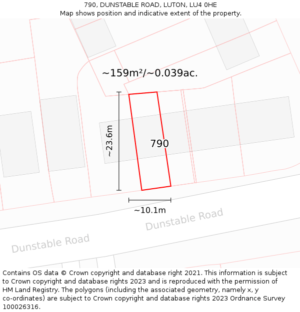 790, DUNSTABLE ROAD, LUTON, LU4 0HE: Plot and title map