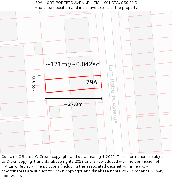 79A, LORD ROBERTS AVENUE, LEIGH-ON-SEA, SS9 1ND: Plot and title map