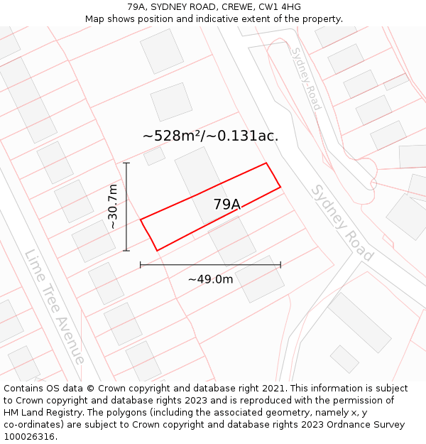 79A, SYDNEY ROAD, CREWE, CW1 4HG: Plot and title map