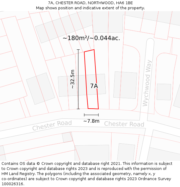 7A, CHESTER ROAD, NORTHWOOD, HA6 1BE: Plot and title map