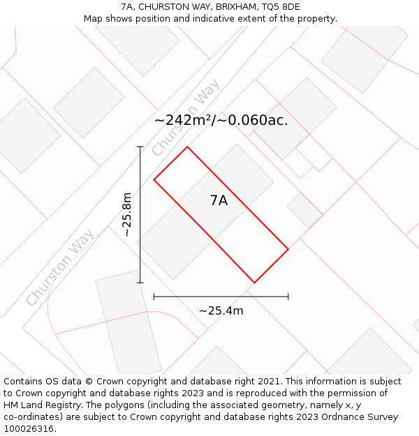 7A, CHURSTON WAY, BRIXHAM, TQ5 8DE: Plot and title map