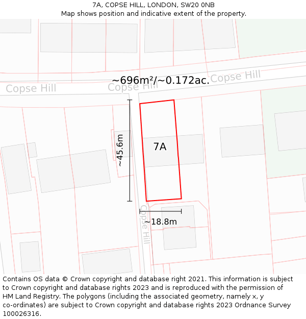 7A, COPSE HILL, LONDON, SW20 0NB: Plot and title map