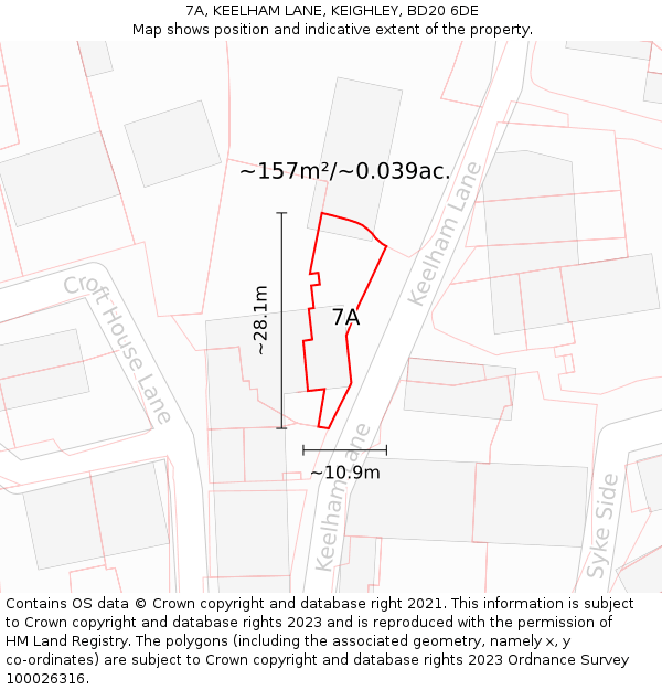 7A, KEELHAM LANE, KEIGHLEY, BD20 6DE: Plot and title map