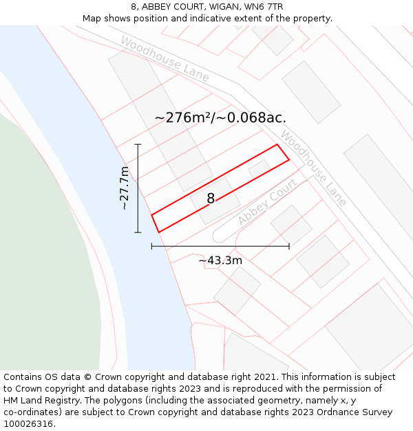 8, ABBEY COURT, WIGAN, WN6 7TR: Plot and title map