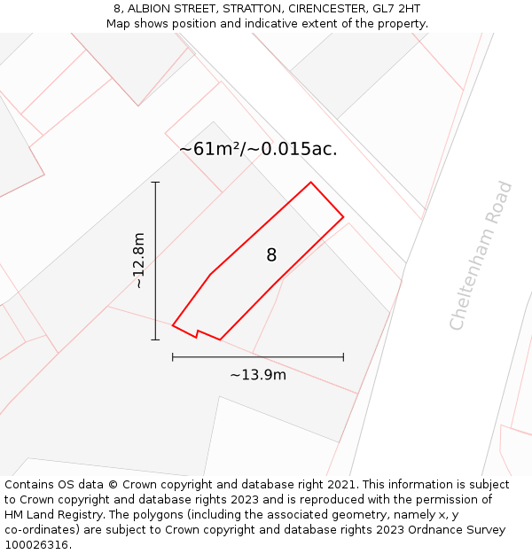 8, ALBION STREET, STRATTON, CIRENCESTER, GL7 2HT: Plot and title map