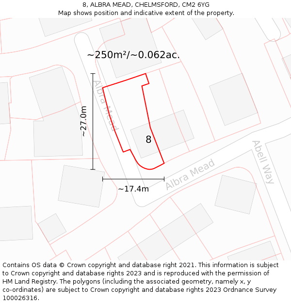 8, ALBRA MEAD, CHELMSFORD, CM2 6YG: Plot and title map