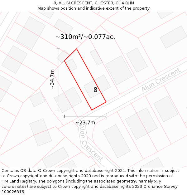 8, ALUN CRESCENT, CHESTER, CH4 8HN: Plot and title map