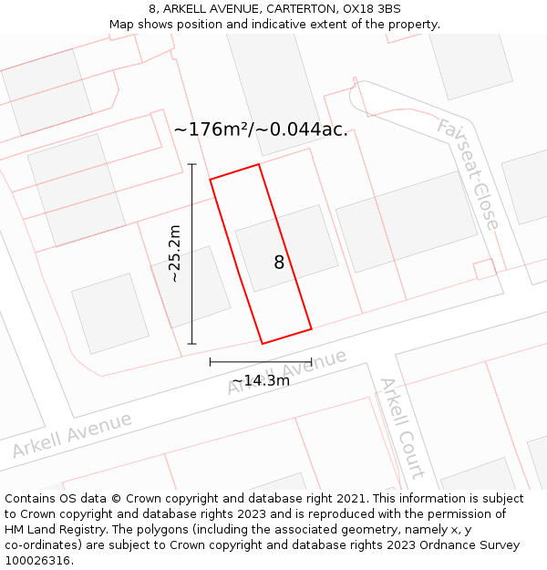 8, ARKELL AVENUE, CARTERTON, OX18 3BS: Plot and title map