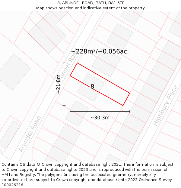 8, ARUNDEL ROAD, BATH, BA1 6EF: Plot and title map