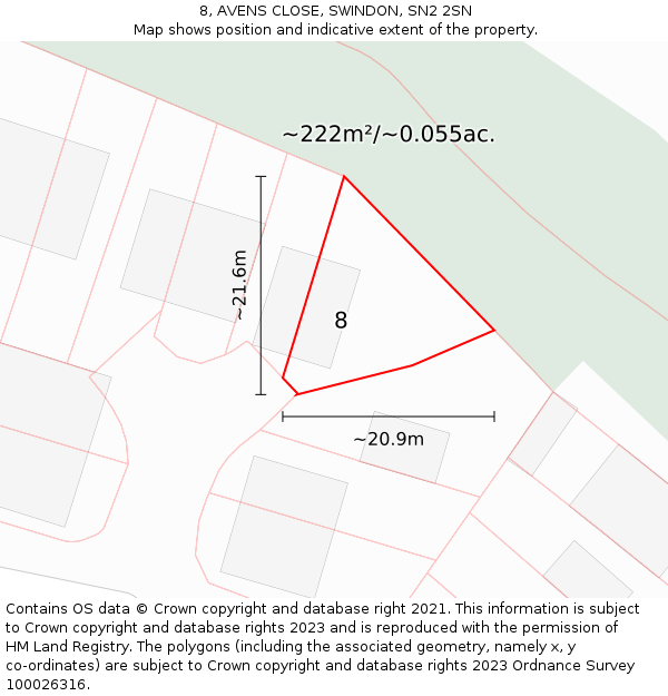 8, AVENS CLOSE, SWINDON, SN2 2SN: Plot and title map