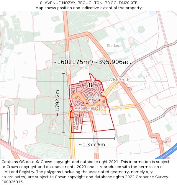 8, AVENUE NOZAY, BROUGHTON, BRIGG, DN20 0TR: Plot and title map