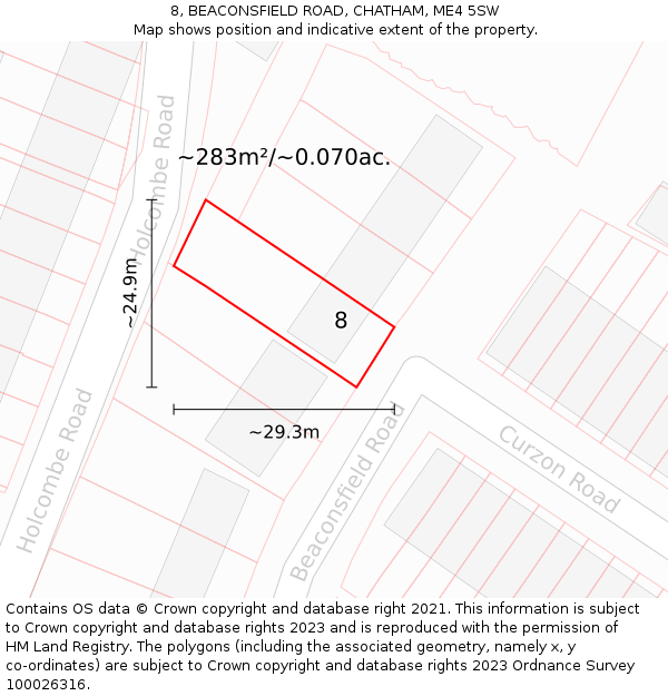 8, BEACONSFIELD ROAD, CHATHAM, ME4 5SW: Plot and title map