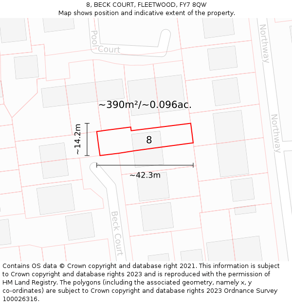 8, BECK COURT, FLEETWOOD, FY7 8QW: Plot and title map