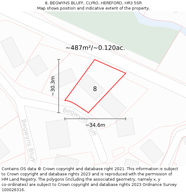 8, BEGWYNS BLUFF, CLYRO, HEREFORD, HR3 5SR: Plot and title map