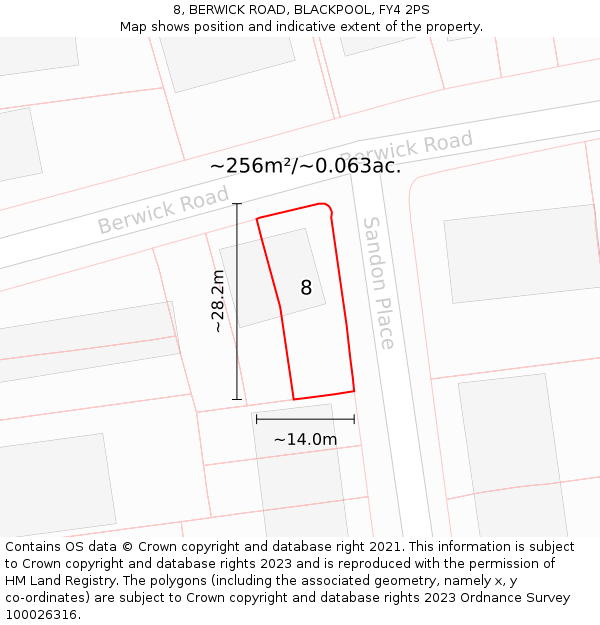 8, BERWICK ROAD, BLACKPOOL, FY4 2PS: Plot and title map