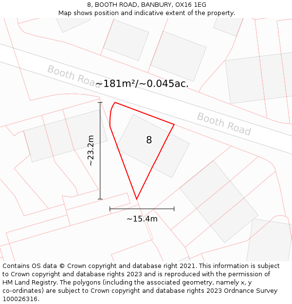 8, BOOTH ROAD, BANBURY, OX16 1EG: Plot and title map