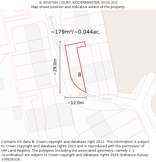 8, BOOTON COURT, KIDDERMINSTER, DY10 2YZ: Plot and title map