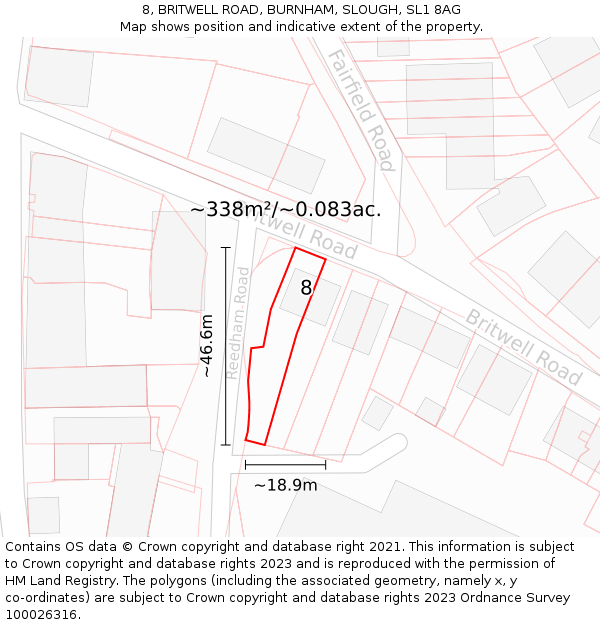 8, BRITWELL ROAD, BURNHAM, SLOUGH, SL1 8AG: Plot and title map