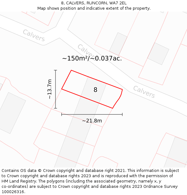 8, CALVERS, RUNCORN, WA7 2EL: Plot and title map